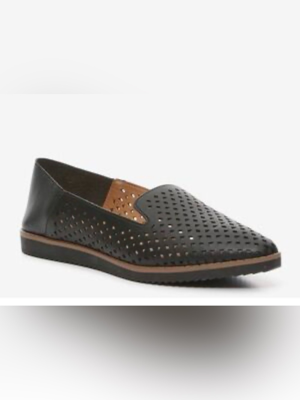 Adrienne Vittadini Black Perforated Slip-On Loafers